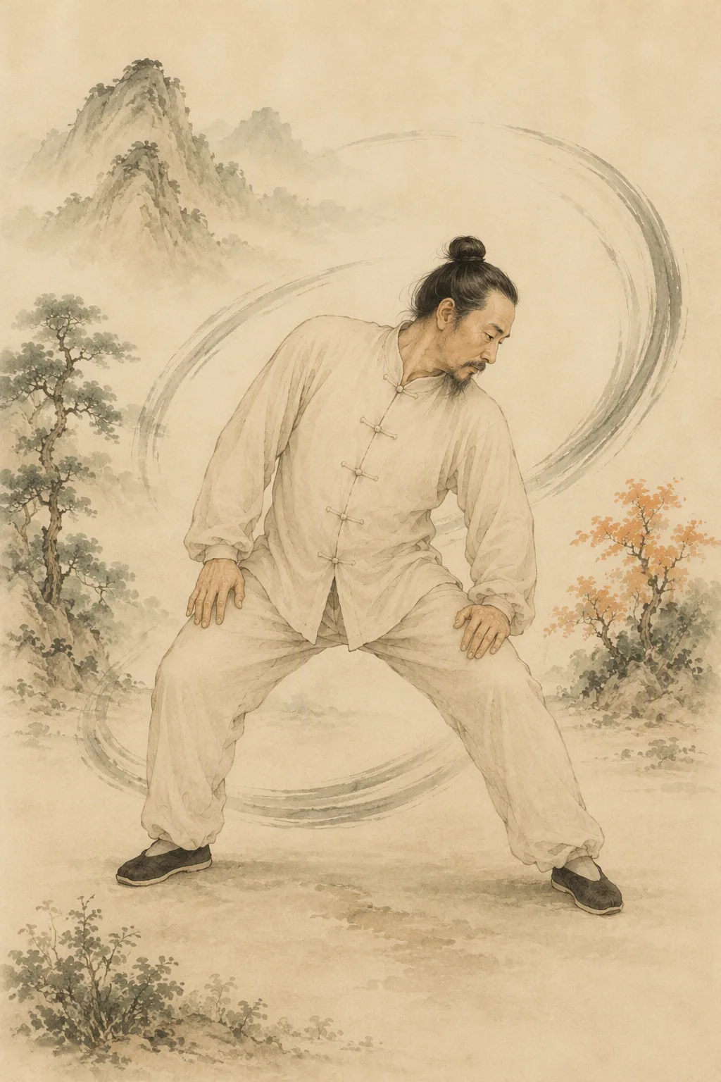 Baduanjin movement: Sway the Head and Shake the Tail — illustrated demonstration