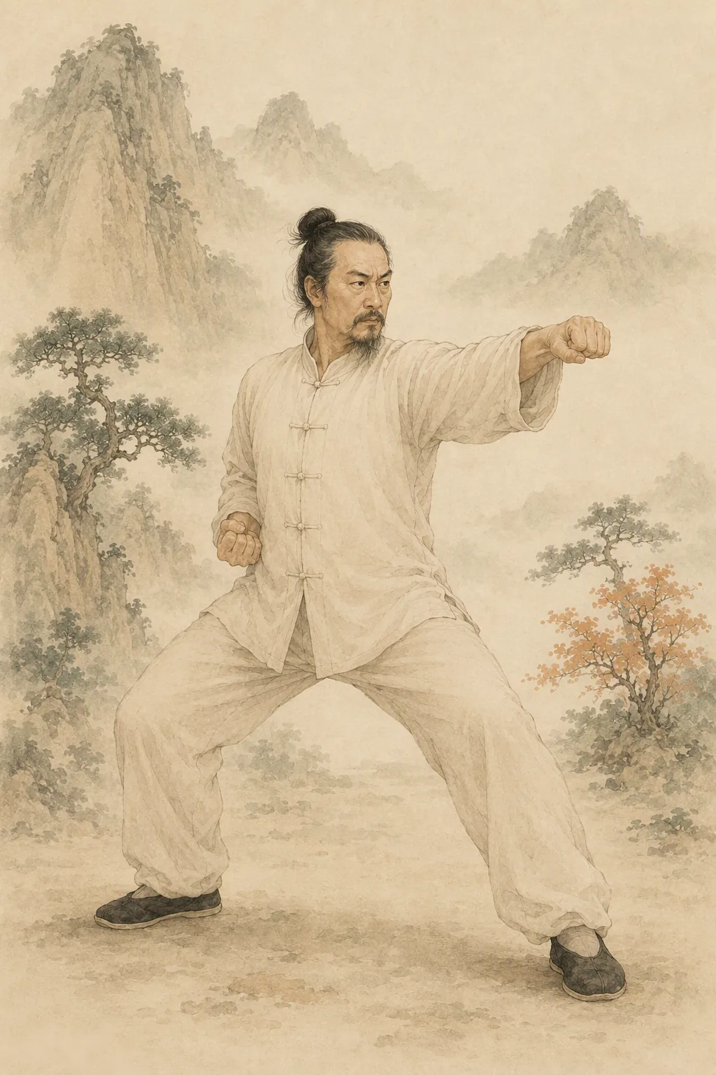 Baduanjin movement: Clench the Fists and Glare Fiercely — illustrated demonstration